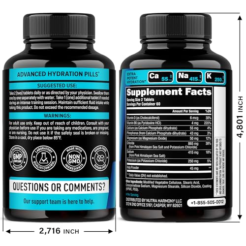 NUTRAHARMONY electrolytes tablet closeup shows compact, vegan-friendly hydration support.