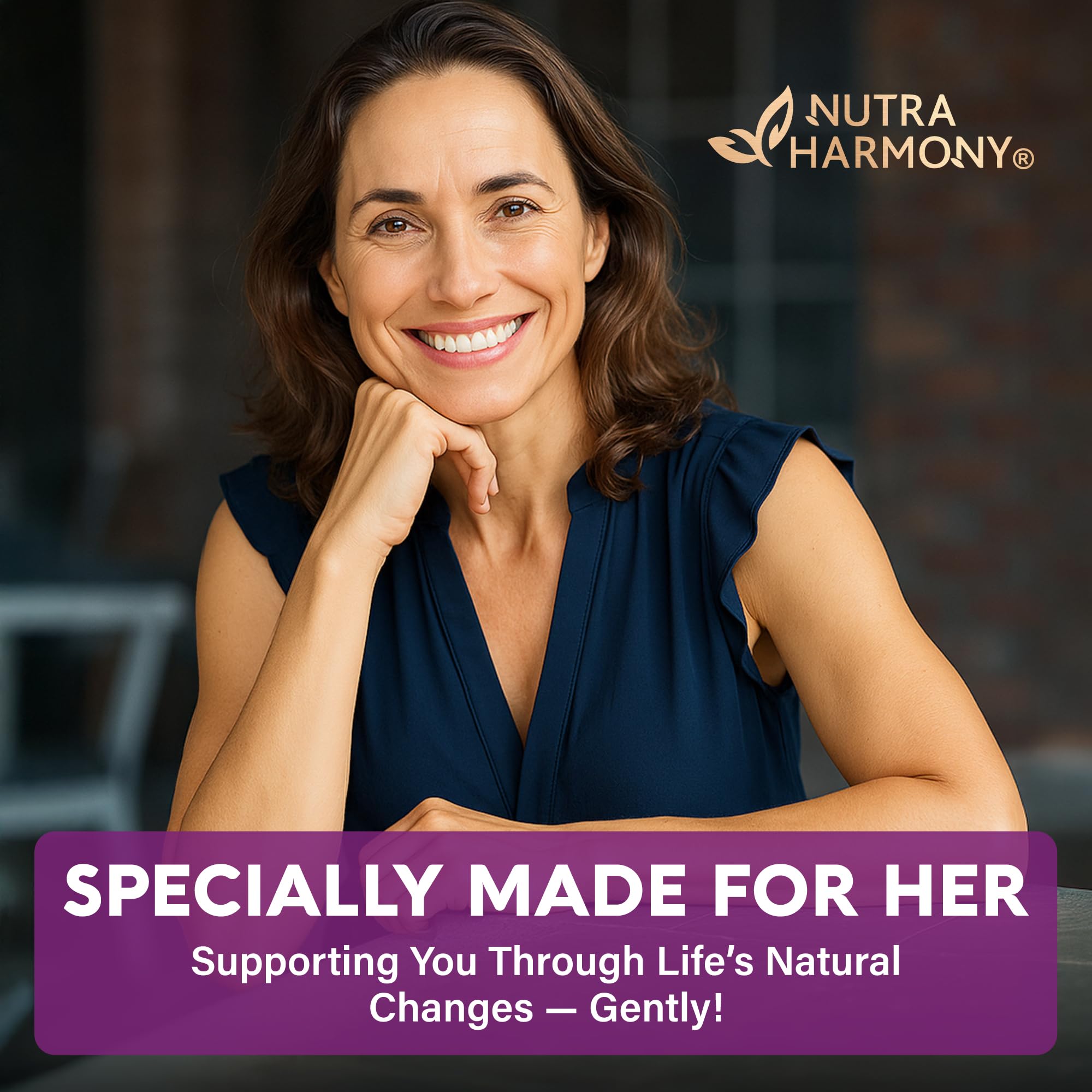 NUTRAHARMONY herbal-formula ingredients montage captures balance through transition.