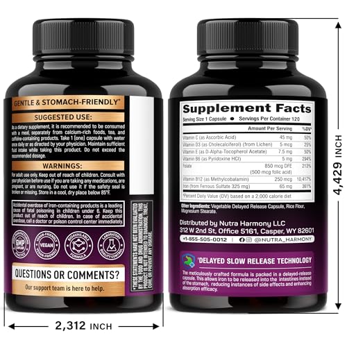 NUTRAHARMONY Iron capsules close-up showing easy swallowing design.