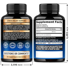 NUTRAHARMONY L-Theanine 400 mg bottle top shows easy open design for on-the-go calm.