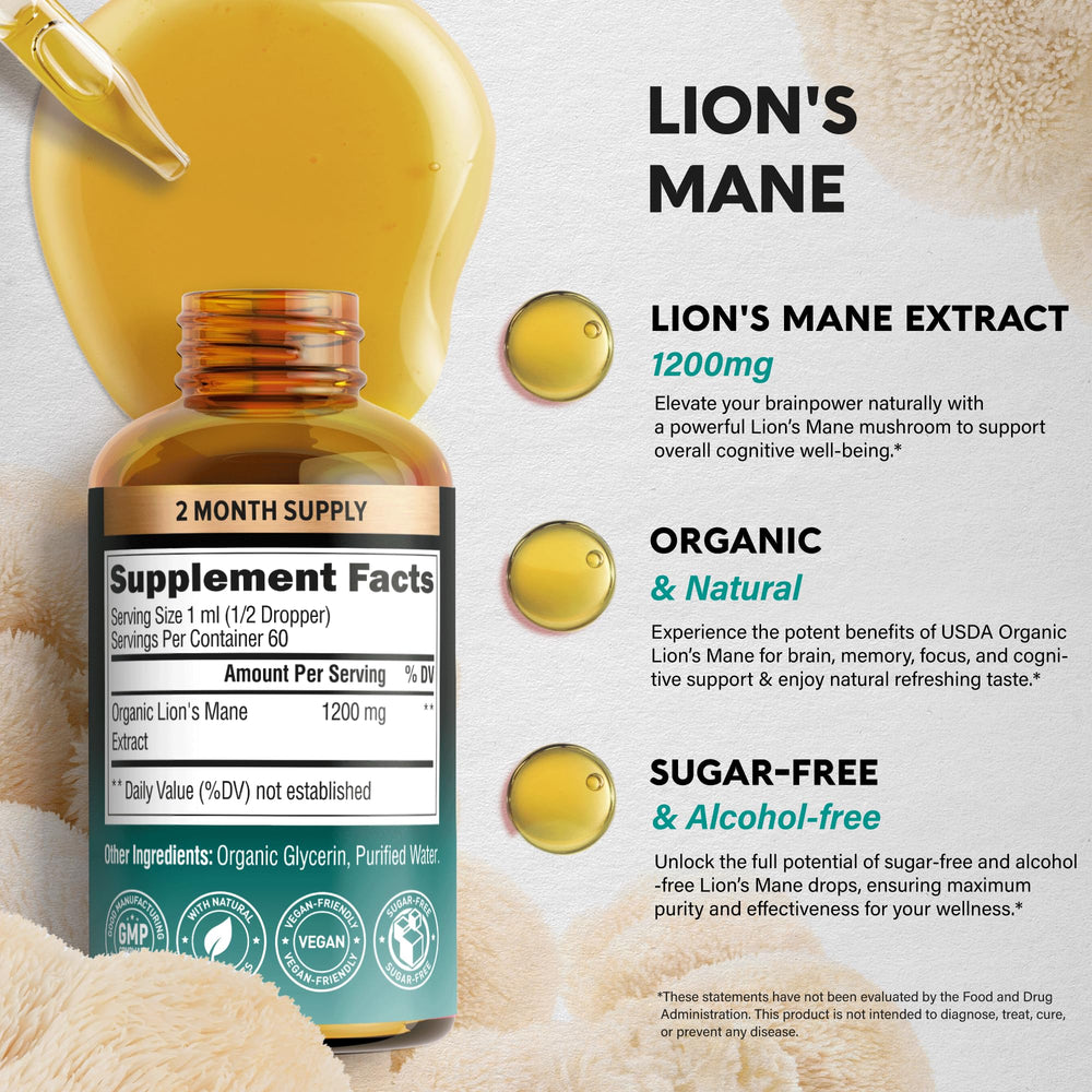 NutraHarmony Lions Mane Liquid made-in-USA badge ensures trusted production standards.