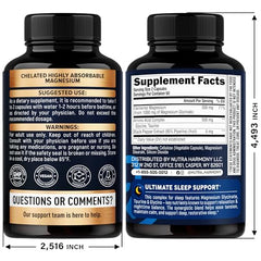 NutraHarmony Magnesium Glycinate capsules closeup supports calm evenings.