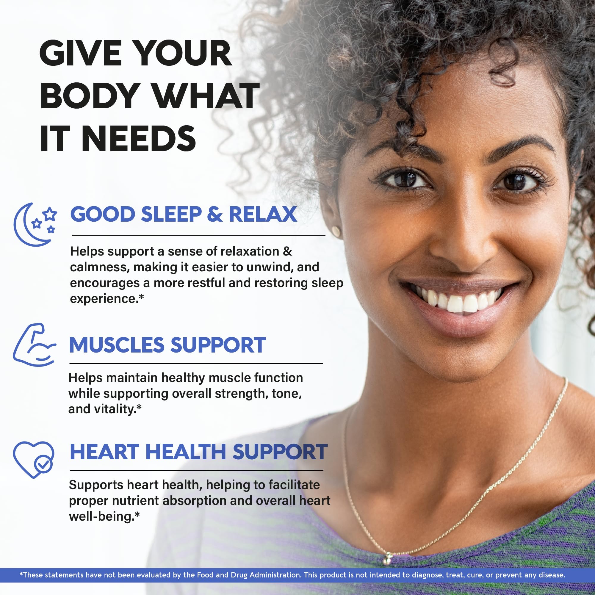 NUTRAHARMONY Magnesium Glycinate ingredients label shows vegan, non-GMO formula.