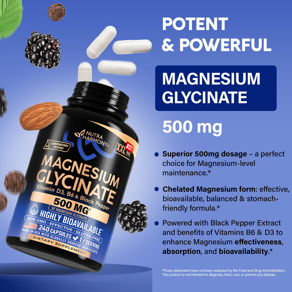 nutraharmony magnesium glycinate pouring capsules ideal for daily routine and balanced energy