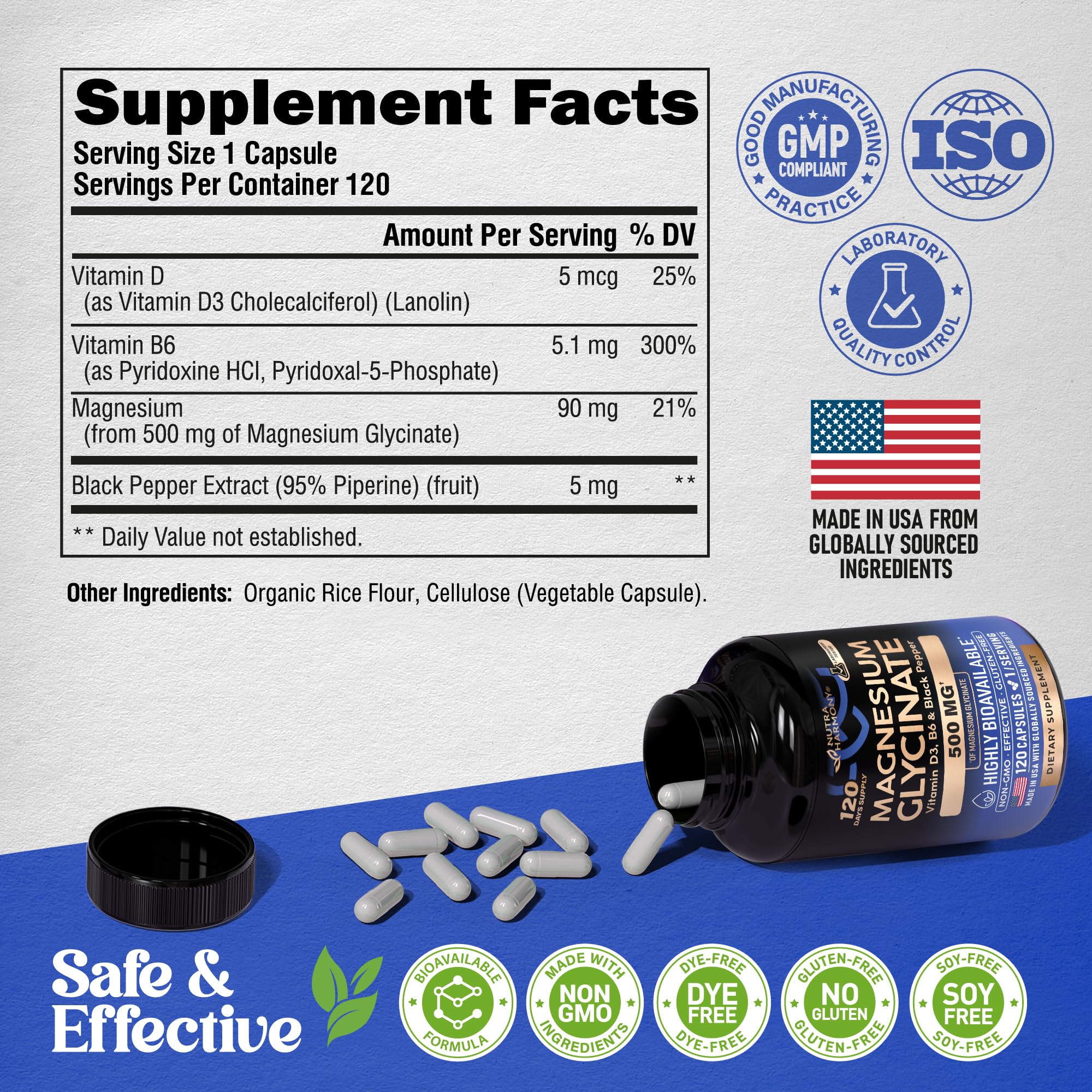 NUTRAHARMONY bottle and usage card promoting relaxation support.