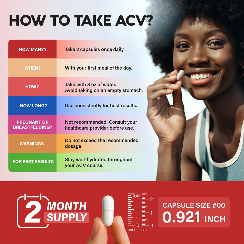 NutraHarmony ACV capsules beside a measurement spoon for routine.