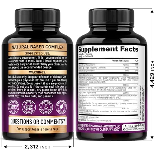 NUTRAHARMONY menopause-25in1 label closeup highlights ingredients for informed use.