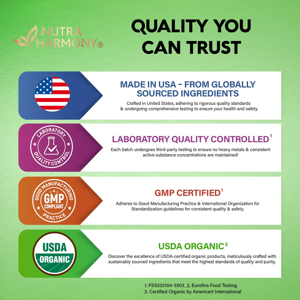 NutraHarmony Mullein Drops product photo shows clean label and organic seal.