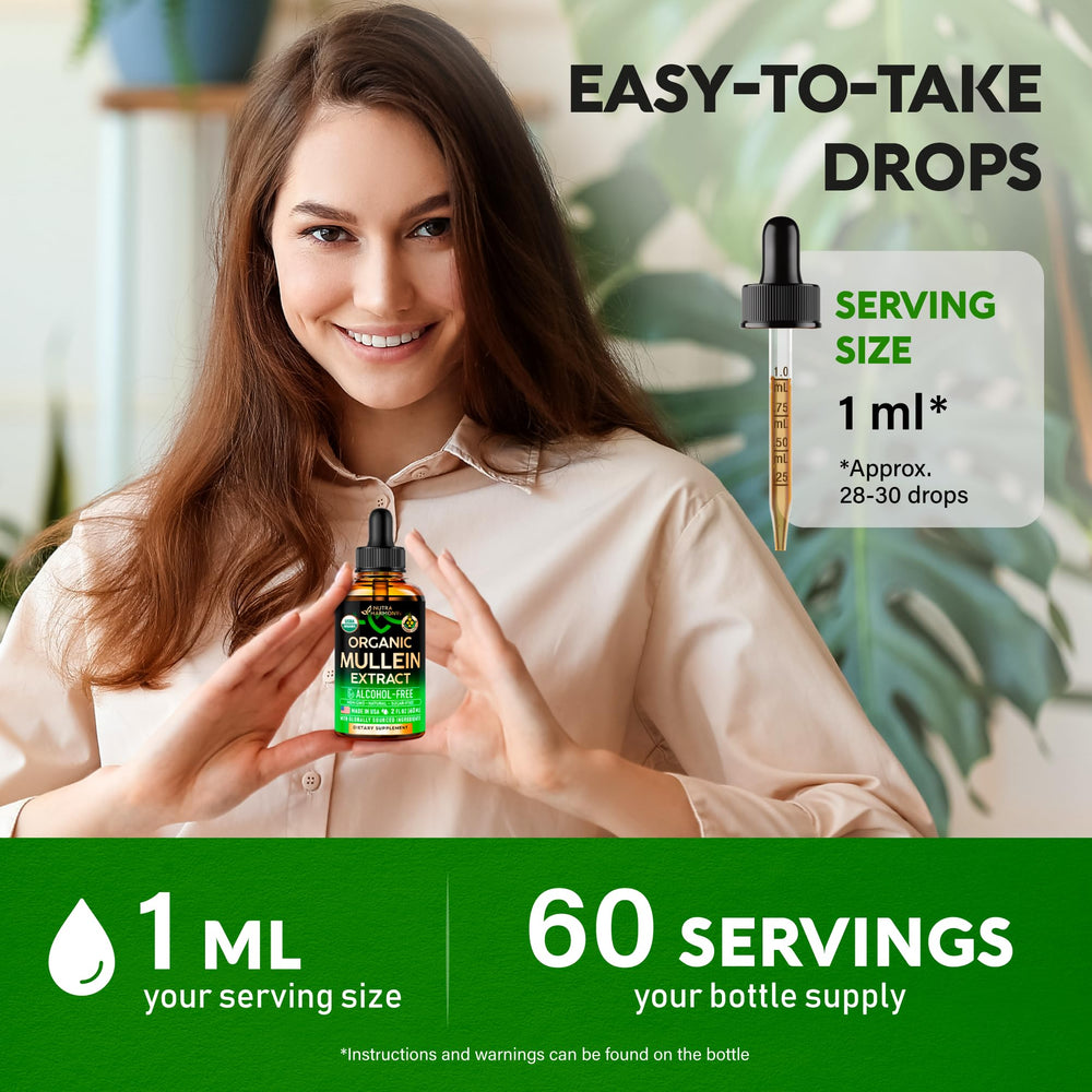 NutraHarmony Mullein Drops made in USA reflects quality manufacturing.