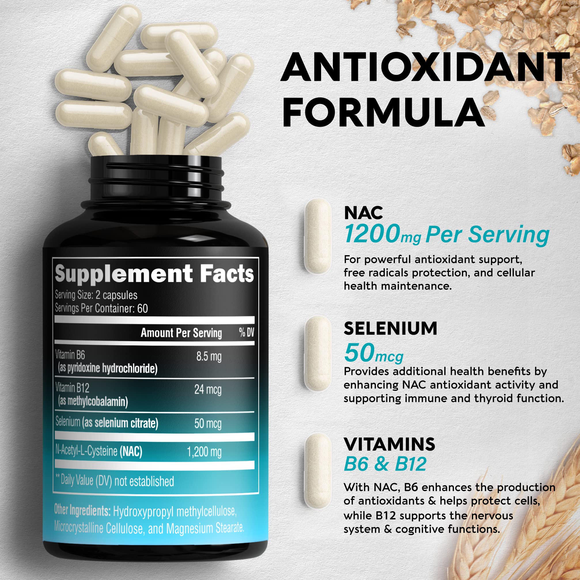 NutraHarmony NAC dosage guide indicating 1200 mg per serving for consistency