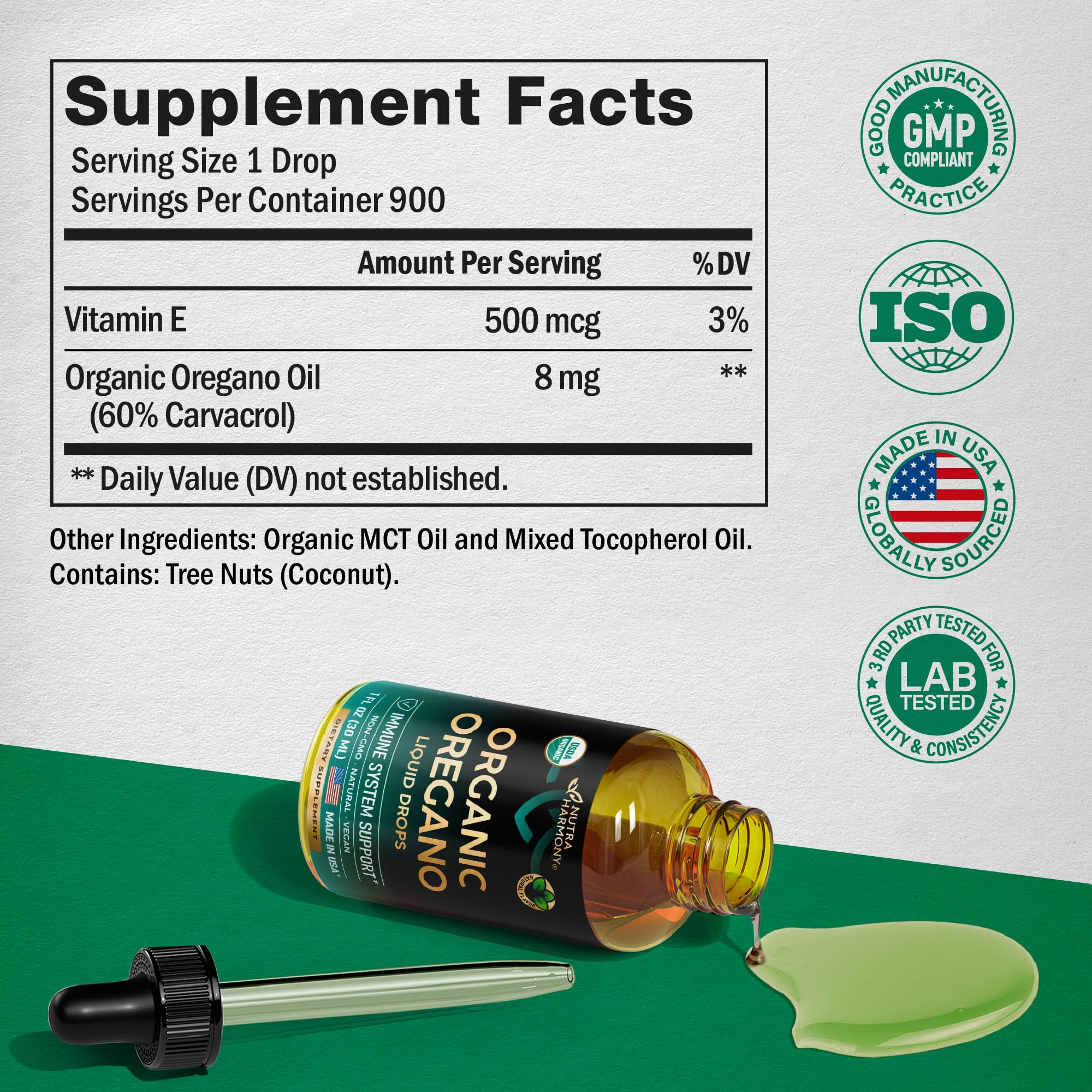 NutraHarmony antioxidante natural, gotas de orégano para vitalidad diaria.
