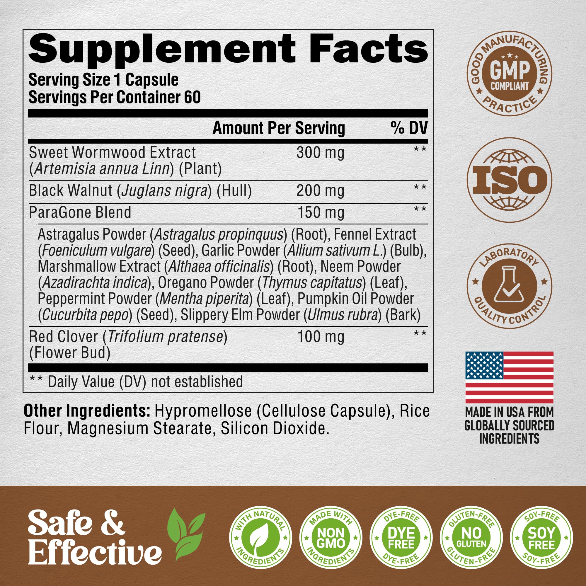NUTRAHARMONY Paragone Oregano Oil ingredient detail for plant-based nutrients