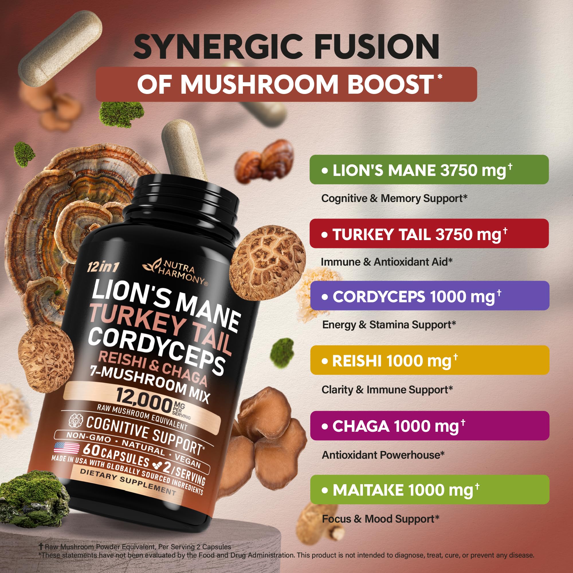 NutraHarmony Reishi capsule promotes relaxation and balance
