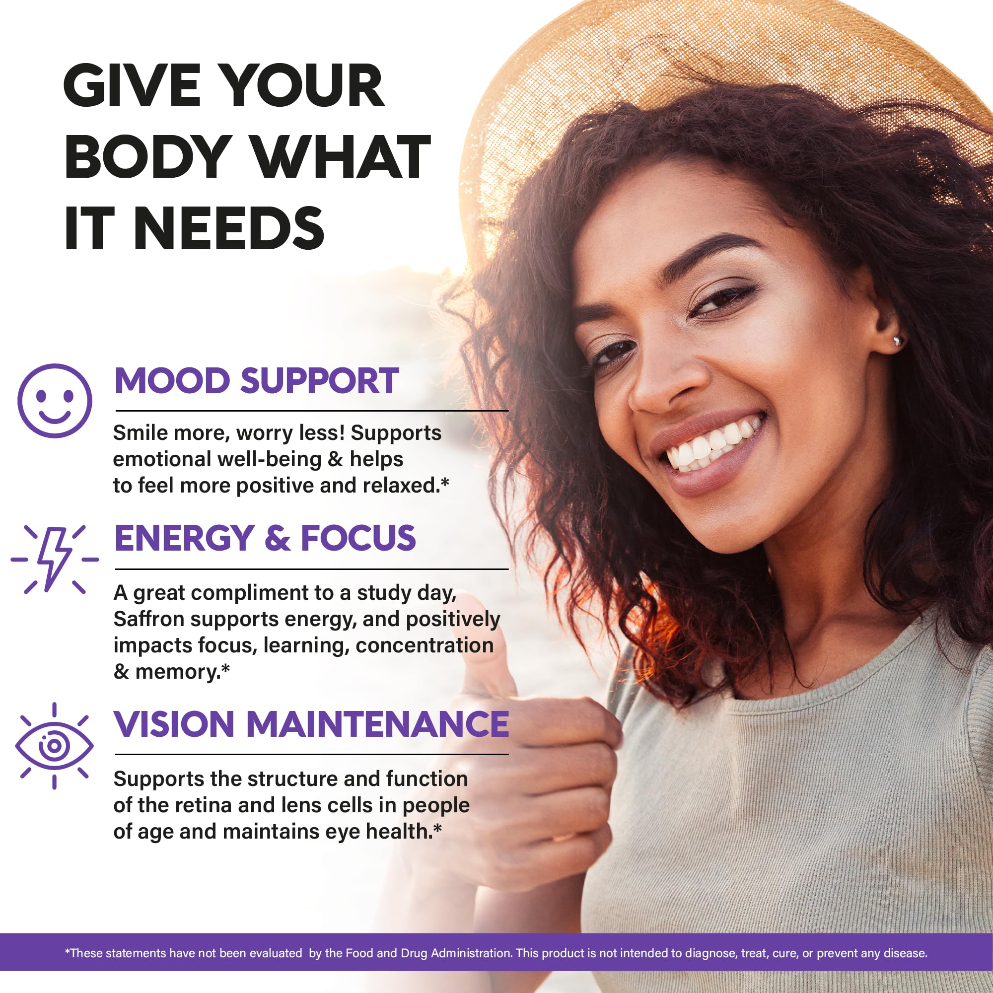 NUTRAHARMONY US-made saffron capsules front label communicates non-GMO vegan formula