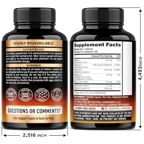 NutraHarmony Vitamin D3 K2 bottle label highlighting MK-7 content