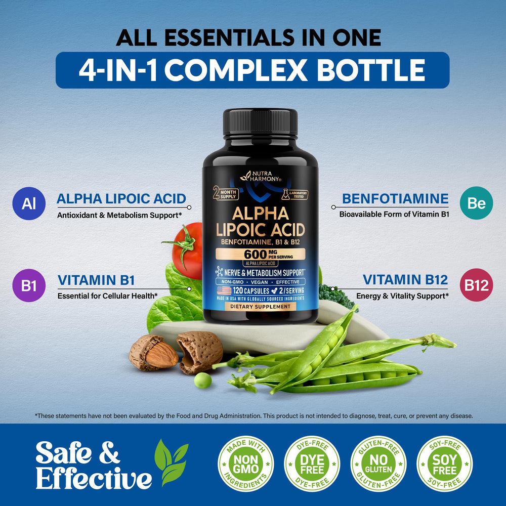 NUTRAHARMONY Vitamin B1 and B12 support energy metabolism.