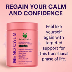 NutraHealth Meno Calm softgel capsules ready for daily use and balance.