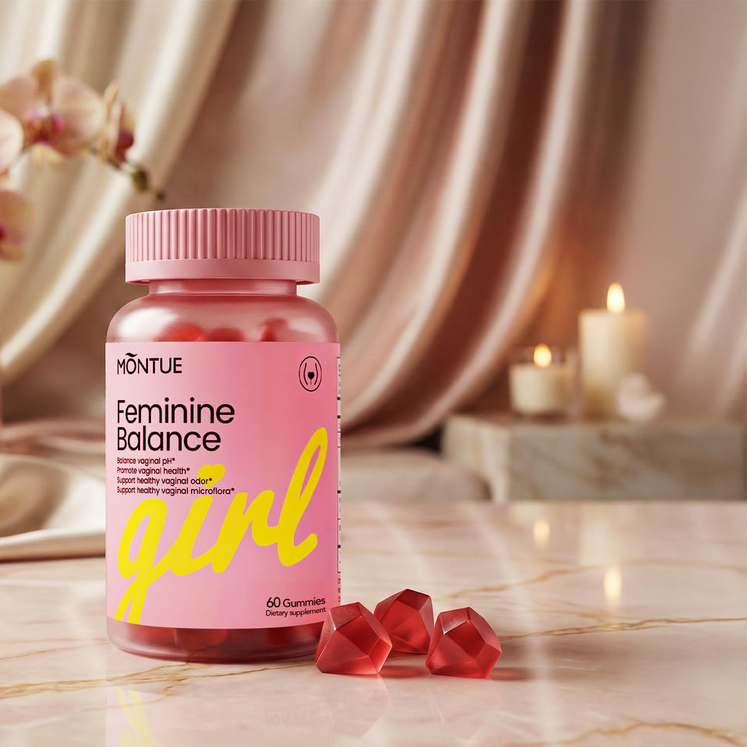 NUTRAJOY Balance tropical gummies showcase Hawaiian pineapple flavor for a tasty routine.