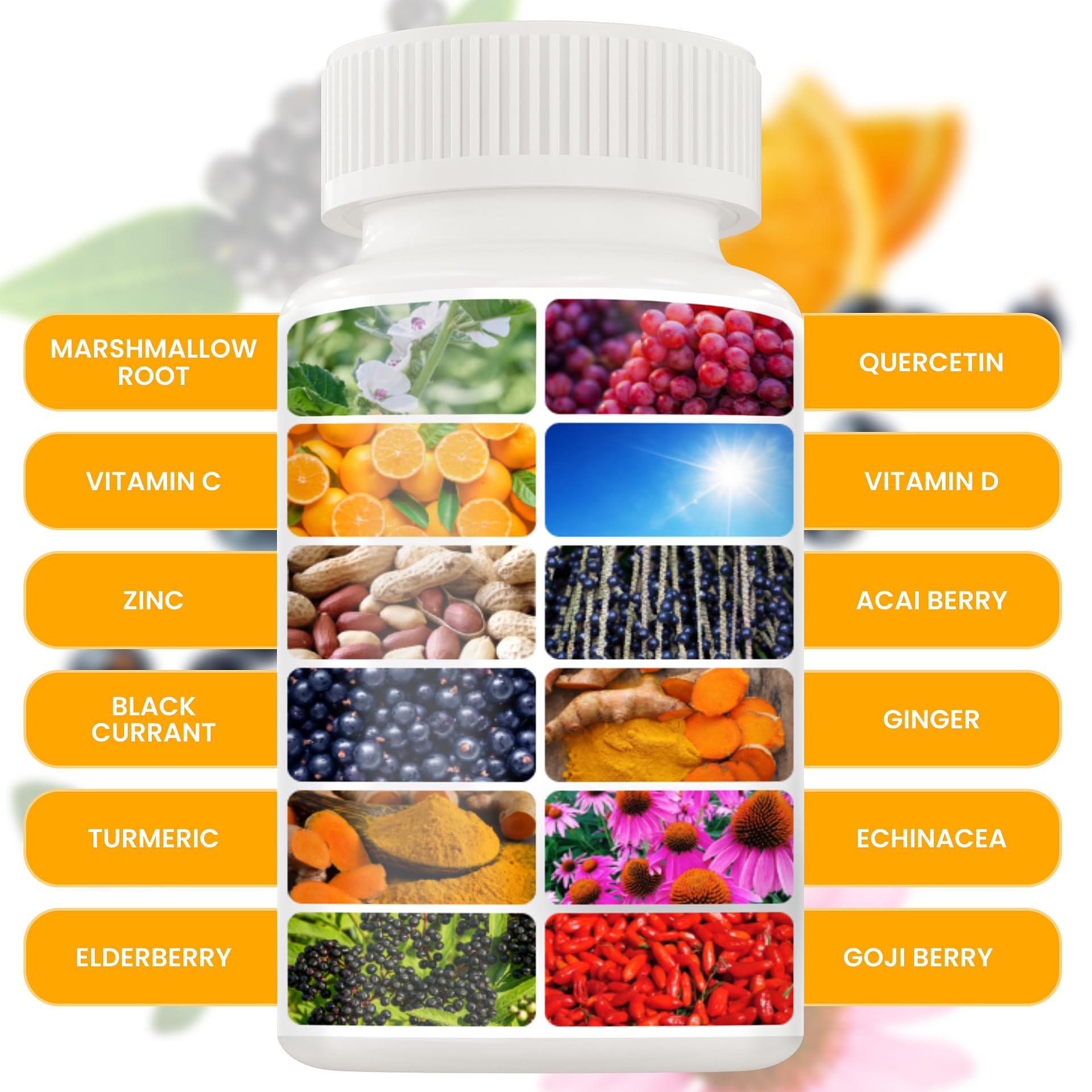 NUTRALIZIZER immune defense capsules close-up shows easy-to-swallow daily capsules.