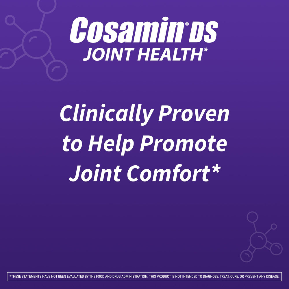 Nutramax Cosamin DS bottle dosage panel presents 1500 mg glucosamine HCl and 1200 mg chondroitin.