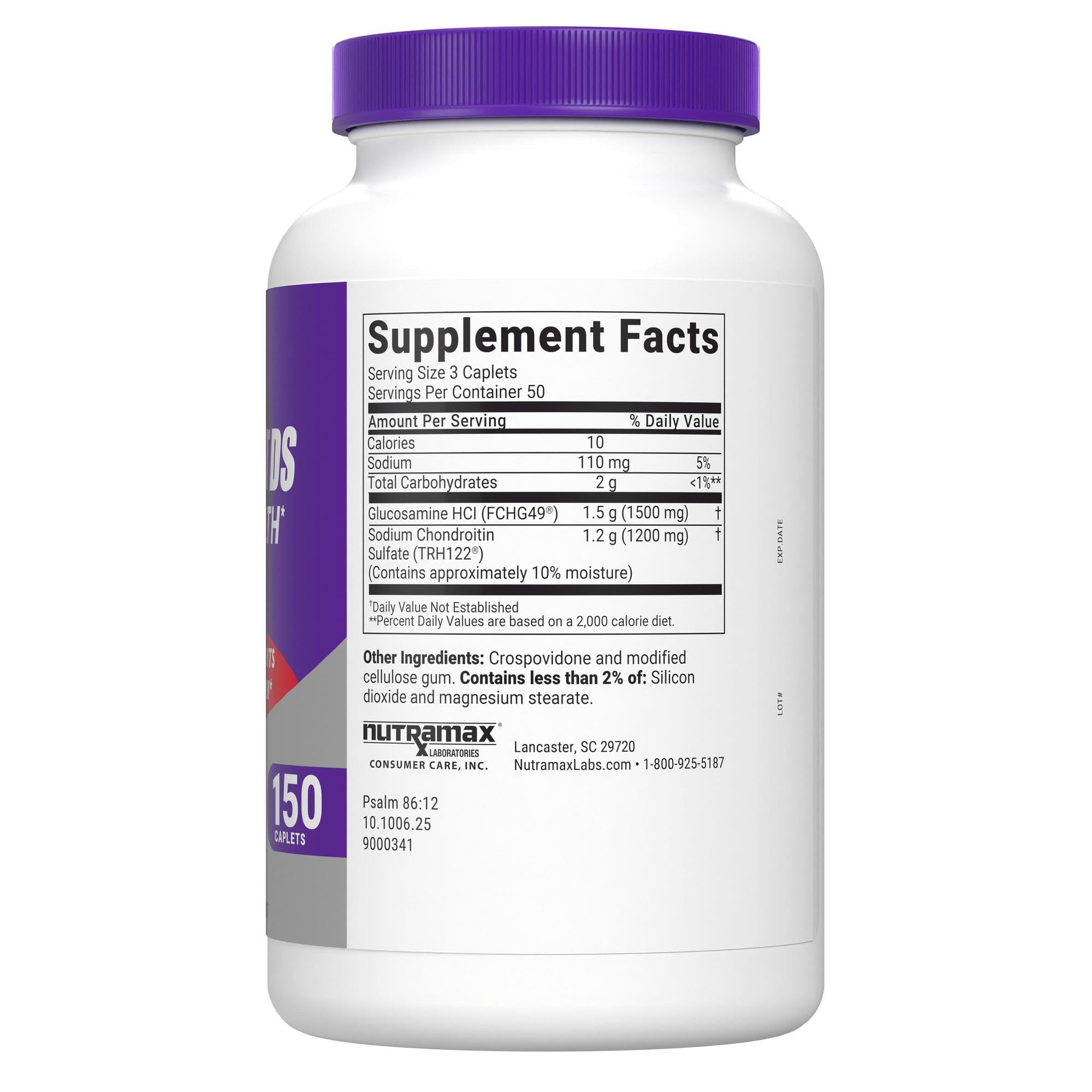 Nutramax Cosamin DS bottle label shows high-potency glucosamine and chondroitin at a glance.