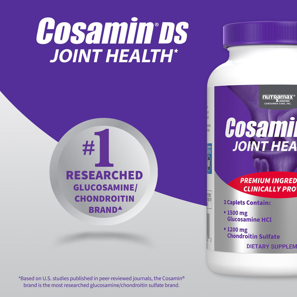 Nutramax Cosamin DS capsules close-up highlighting smooth capsule texture for daily joint support.