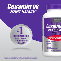Nutramax Cosamin DS capsules close-up highlighting smooth capsule texture for daily joint support.