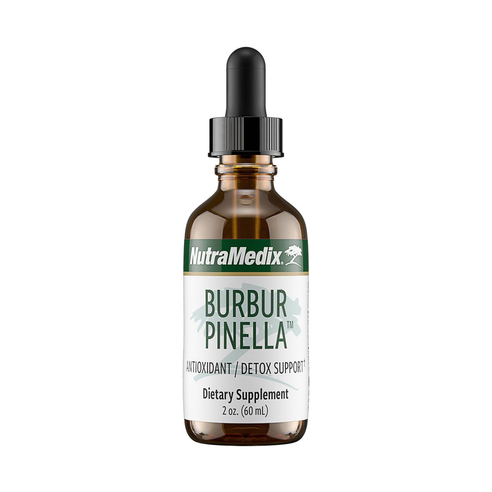 NutraMedix Burbur-Pinella bottle pour shows easy dosing for daily brain support.