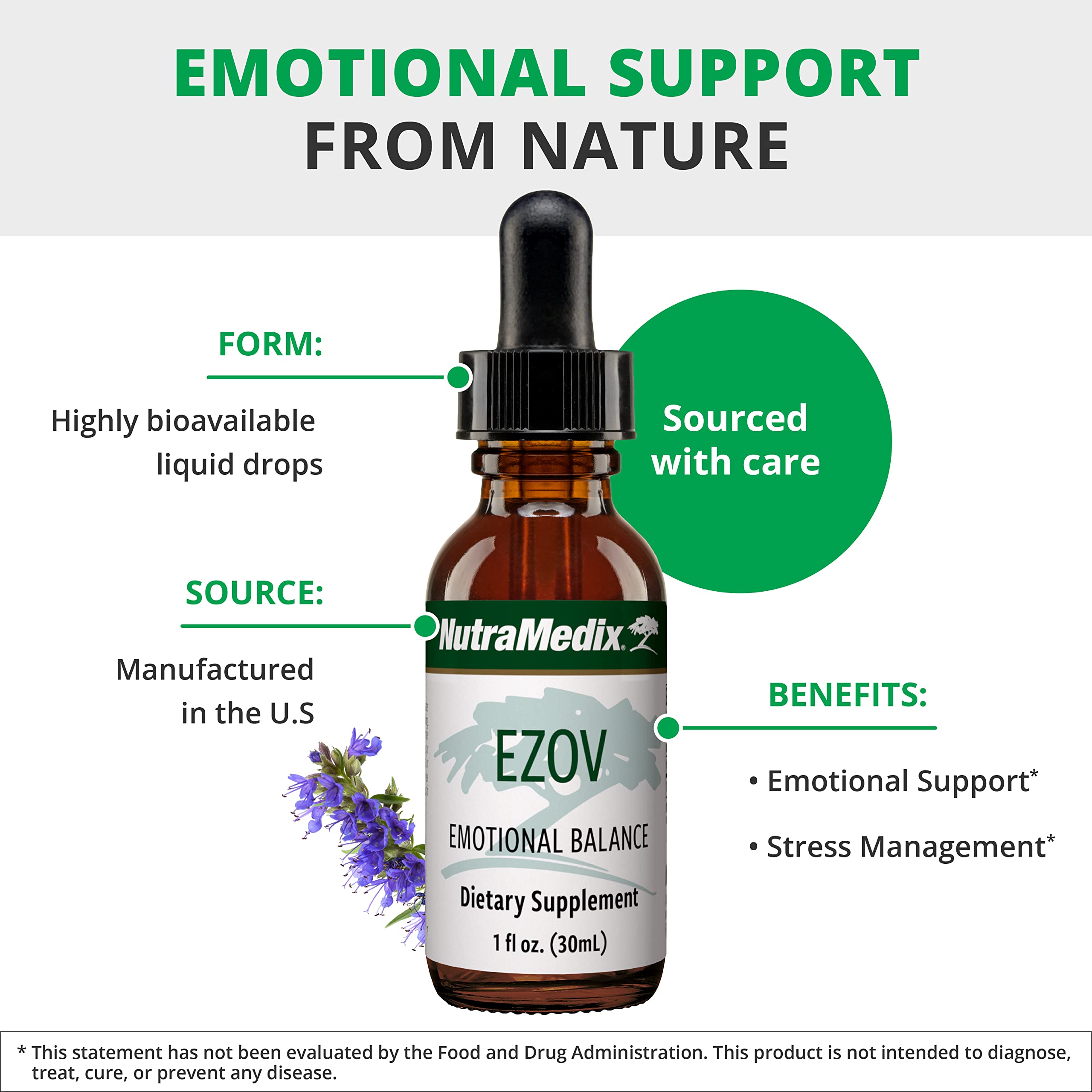 NutraMedix Ezov Hyssop label closeup emphasizes natural ingredients.