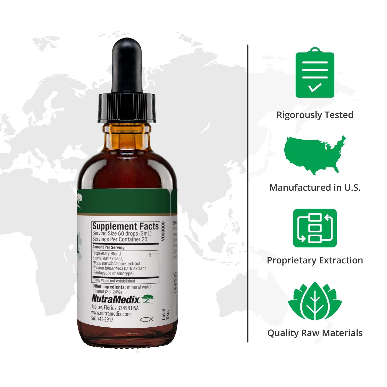 Nutra BRL bottle side view highlighting compact 60mL packaging for on-the-go use.