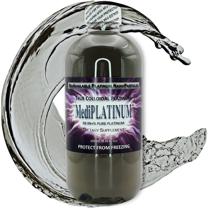 Nutraneering MediPLATINUM bottle front view for daily platinum supplementation.