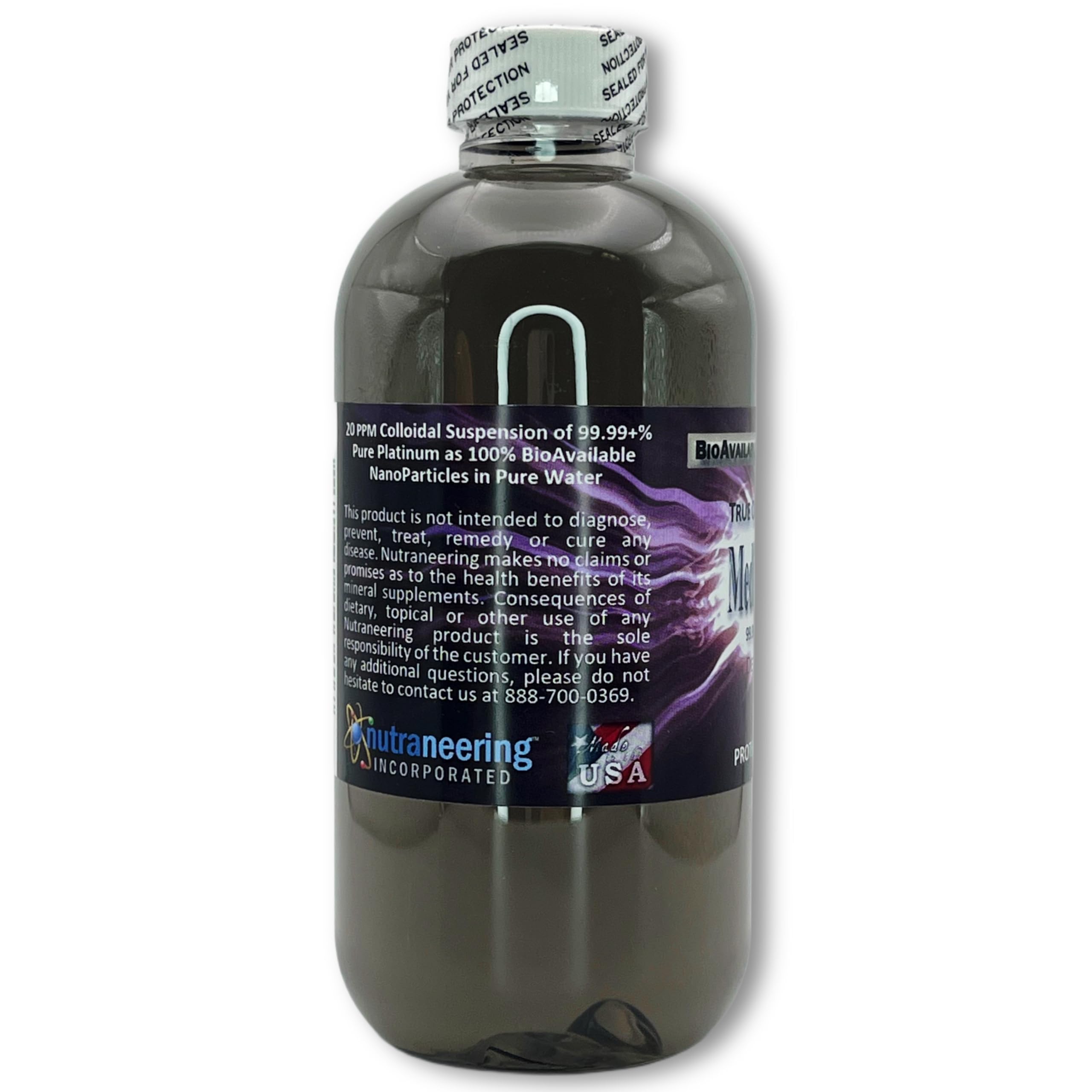 Back label detail highlighting purity and absence of additives.