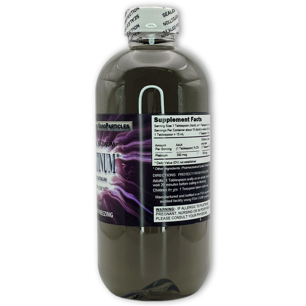 Pouring MediPLATINUM into a glass for easy daily use.