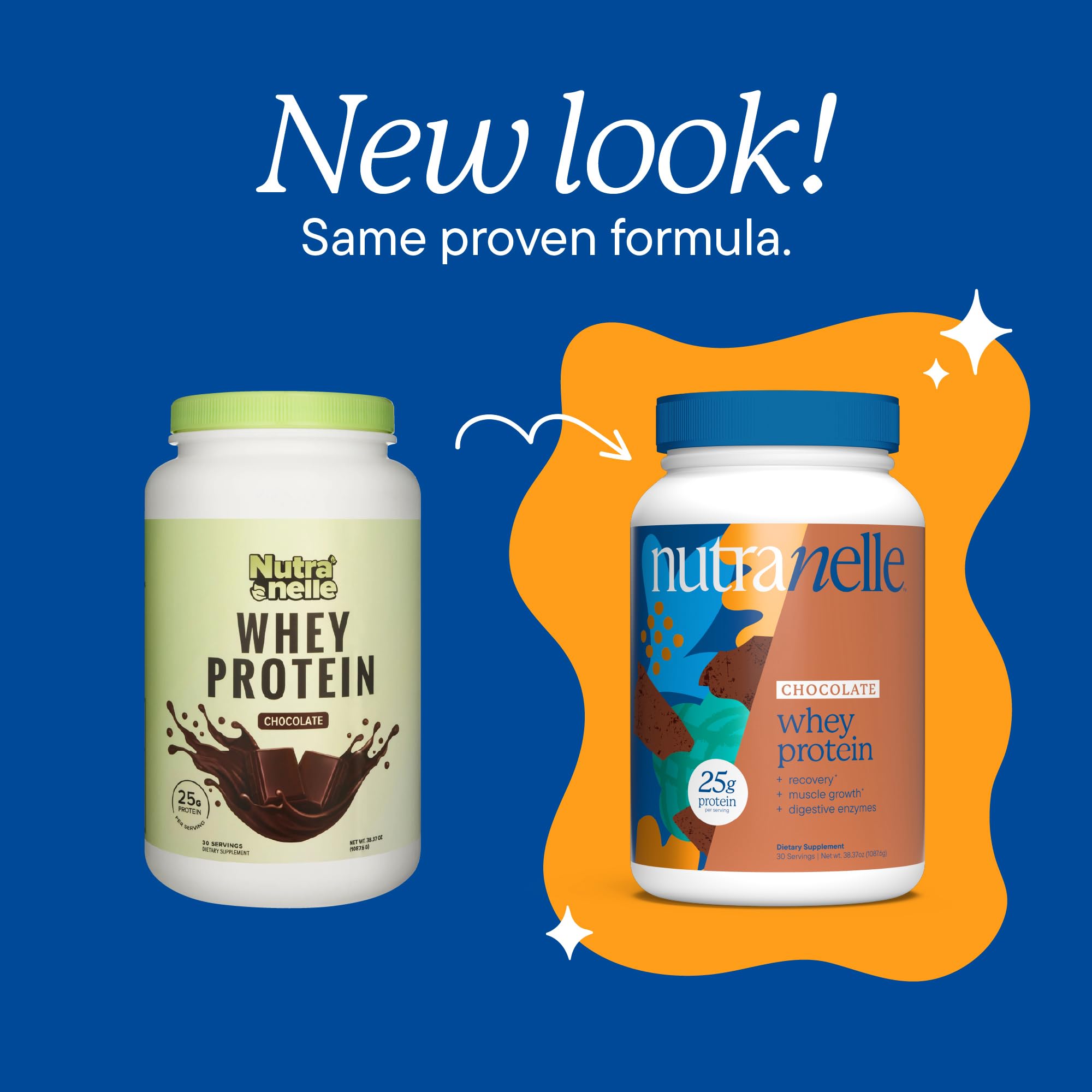 Nutranelle Chocolate Whey Protein scoop beside a glass for post-workout recovery