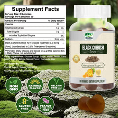 NutraNourish Black Cohosh Gummies packaging highlights organic ingredients