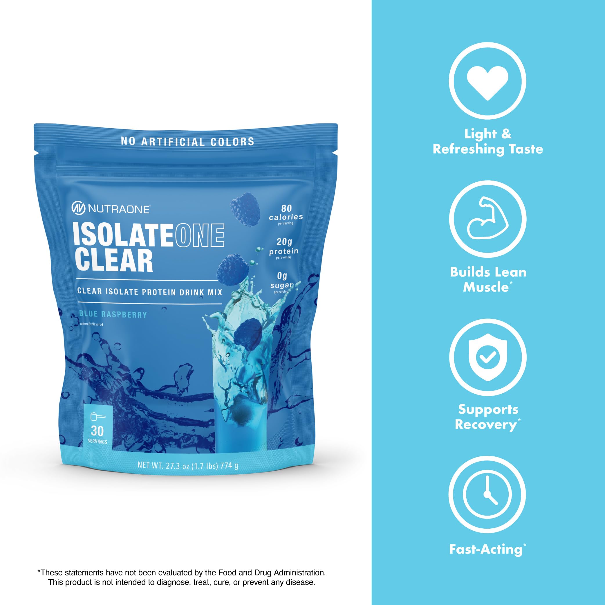 NutraOne Clear Whey pouring action illustrating fast-digesting protein