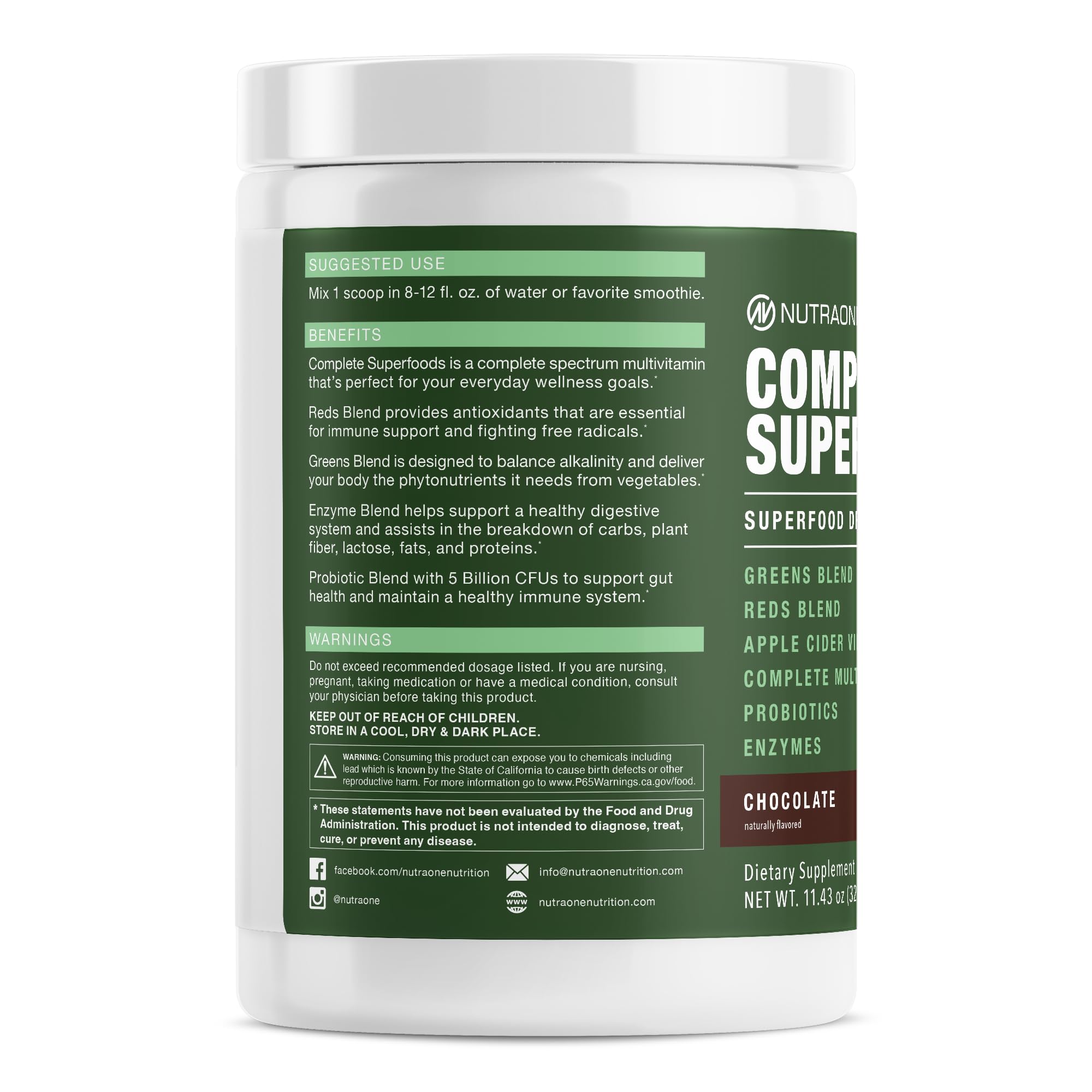 NutraOne Complete Superfoods chocolate shake ready after a workout for easy nutrient replenishment.