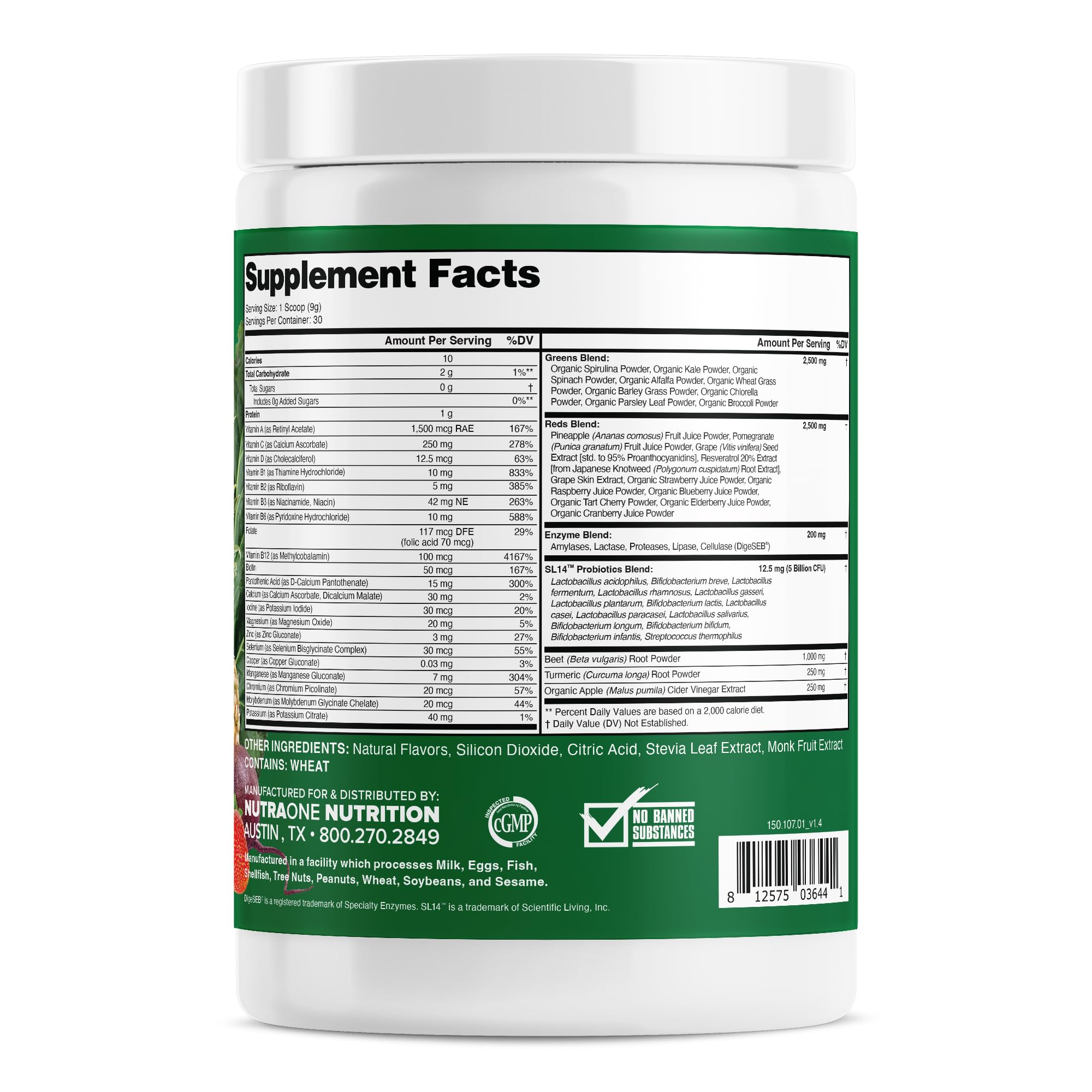 NutraOne Complete Superfoods Pineapple Strawberry flavor boosts refreshing smoothie or water flavor.