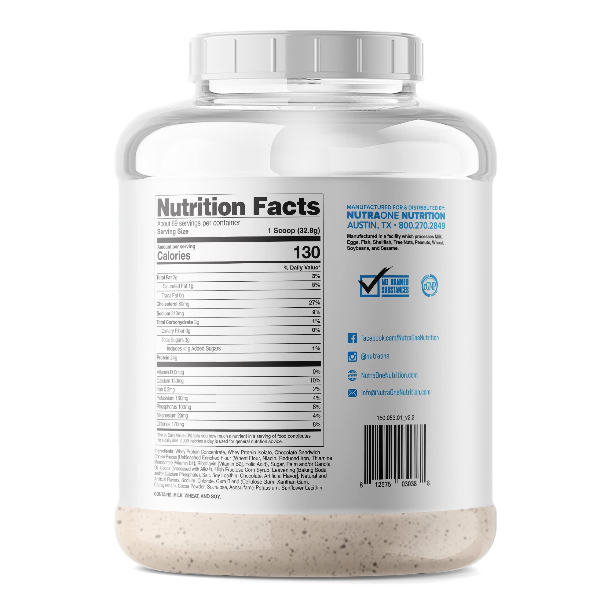 NutraOne ProteinOne Cookies and Cream shake in glass after training.