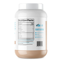 NutraOne ProteinOne scoop pouring powder into blender bottle.