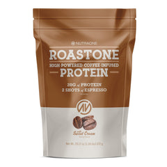 NutraOne RoastOne coffee protein powder tub with Sweet Cream flavor and protein-packed goodness.