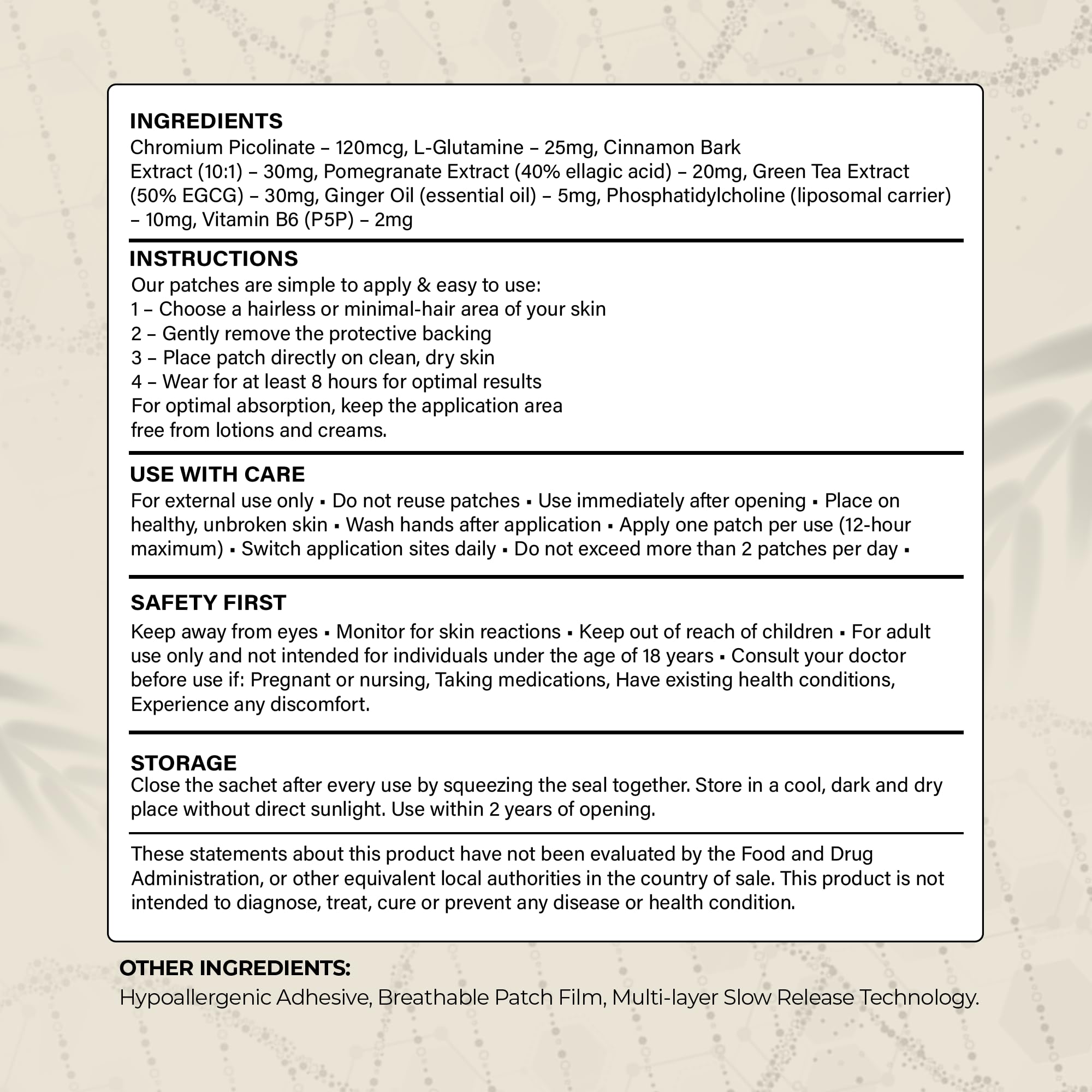 NutraPeaks GLP Patches balance scene conveys lifestyle-friendly compliance and ease.