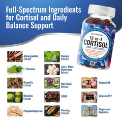 NutraPep Cortisol Gummies ingredients label highlights 13-in-1 blend for daily balance