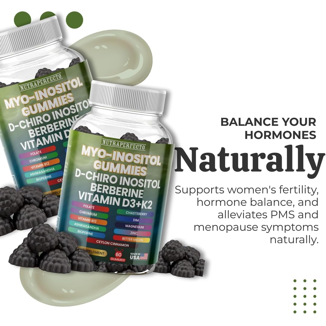 NutraPerfecto Menopause support gummies bottle label conveys balance and comfort