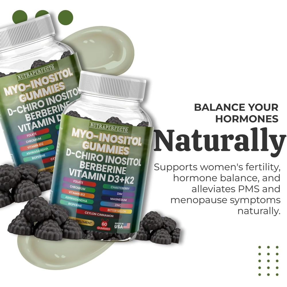 NutraPerfecto Menopause support gummies bottle label conveys balance and comfort