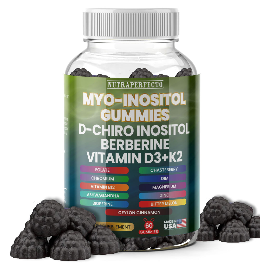 NutraPerfecto Sugar-Free Myo-Inositol Gummies bottle for daily fertility support