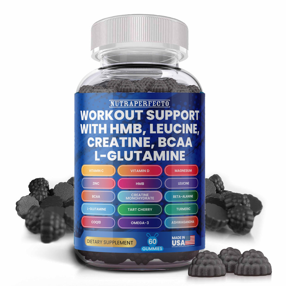 NutraPerfecto SugarFree Recovery Gummies bottle for convenient post-workout support.