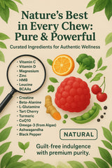 Close-up of NutraPerfecto gummies highlighting texture and berry flavor after training.