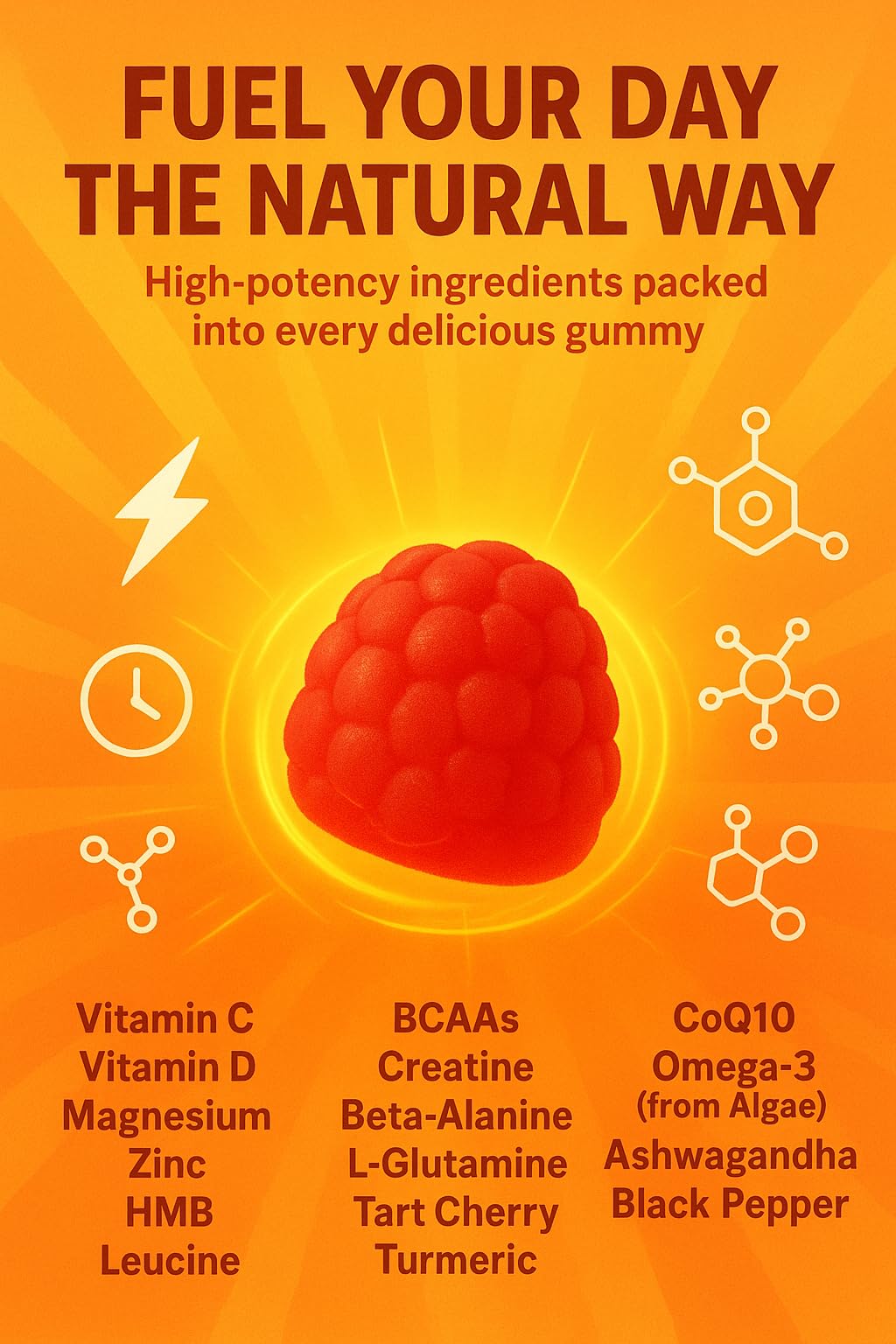 NutraPerfecto SugarFree tropical flavor gummies on a gym bag post-workout boost.