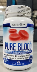 NutraPro Pure Blood pills closeup highlights natural ingredients for circulation support.